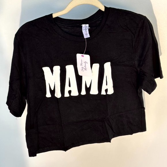 Sexy Mama Maternity Set Denim Shorts & Mama Black T-shirt Size: 2-6 - Picture 3 of 15
